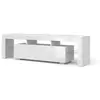 Image de Meuble Tv Bim Furniture 160 Cm Abattant Étagères Verre Blanc Mat Blanc Brillant