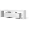 Image de Meuble tv 160 cm blanc mat (corps) blanc brillant (façades)
