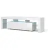 Image de Meuble tv 160 cm blanc mat (corps) blanc brillant (façades) + led