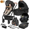 Image de Poussette combinée 3en1 LIONELO Amber - Pack poussette canne Nacelle Siege auto sac et accessoires - Gris foncé