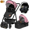 Image de Poussette Trio 3en1 LIONELO Amber - Pack poussette canne Nacelle Siege auto sac et accessoires - Rose