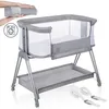 Image de Lit cododo bébé 3en1 LIONELO Luna - Berceau - 4 x Roulettes - Matelas inclus - Hauteur et inclinaison réglables - Gris