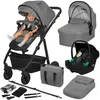 Image de Poussette 3 en 1 LIONELO Bianka -Jusquà 22 kg - Pack poussette Nacelle Siège auto sac et accessoires - Gris