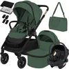 Image de Poussette 3en1 LIONELO Layla - Nacelle - Siège auto - Sac à langer - Habillage pluie - Accessoires - Jusquà 22kg - Vert