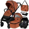 Image de Poussette 3en1 LIONELO Layla - Nacelle - Siège auto - Sac à langer - Habillage pluie - Accessoires - Jusquà 22kg - Orange