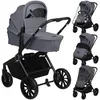 Image de Poussette combinée 2en1 LIONELO Mika Plus - Naissance jusquà 22kg - Pack poussette Duo Nacelle et accessoires - Gris