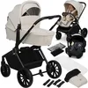 Image de Poussette combinée 3en1 LIONELO Mika Plus - Jusquà 22kg - Pack poussette Trio Nacelle Siege auto et accessoires - Beige