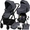 Image de Poussette combinée 3en1 LIONELO Amber Plus - Pack poussette Nacelle Siege auto sac et accessoires - Gris