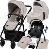 Image de Poussette combinée 3en1 LIONELO Amber Plus - Pack poussette Nacelle Siege auto sac et accessoires - Beige