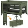 Image de Lit parapluie 2en1 LIONELO Jasmin - Parc bébé - Matelas en mousse T25 - Pliage Rapide - 2x Roulettes - Jusquà 15 kg - Vert