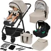 Image de Poussette 3 en 1 LIONELO Bianka -Jusquà 22 kg - Pack poussette Nacelle Siège auto sac et accessoires - Beige