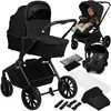 Image de Poussette combinée 3en1 LIONELO Mika Plus - Jusquà 22kg - Pack poussette Trio Nacelle Siege auto et accessoires - Noir