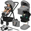 Image de Poussette combinée 4en1 LIONELO Bianka -Jusquà 22Kg - Pack poussette Nacelle Siège auto Base ISOFIX sac et accessoires - Gris