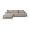 Image de Canapé D'angle Convertible Réversible + Coffre De Rangement - Tissu Beige - L 289 X P 94/188 X H 88 Cm - Indian