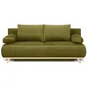 Image de Canapé convertible 3 places avec coffre en velours vert olive - Laria