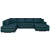 Image de Canapé d'angle panoramique convertible -7 places - indian - tissu 100% polyester - bleu canard - 360 x 228 cm DUE5903814783976