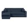 Image de Canapé D'angle Convertible Et Réversible 3 Places Roman - Tissu Bleu Foncé - Coffre De Rangement - L235 X H81 X P 85/153