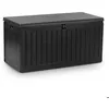 Image de Coffre de rangement jardin - JANSHOP - 270L - 109x515x55 cm - Noir - Résistant aux intempéries - Siège intégré
