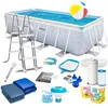 Image de Piscine de jardin à cadre - Intex - 400x200x100 cm - Gris - Pompe de filtration incluse - Échelle métallique sécurisée