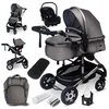 Image de GaGaDumi Florida poussette 3 en 1 set complet avec siège auto -- Poussette combinée - pneus pleins - Sac à langer Gris / Argenté