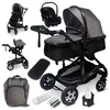 Image de GaGaDumi Florida poussette 3 en 1 set complet avec siège auto -- Poussette combinée - pneus pleins - Sac à langer Gris / Noir