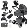 Image de GaGaDumi SoHo poussette combinée 3-en-1 i-Size nacelle & siège auto ultra légère 7 kg certifiée TÜV avec accessoires Gris