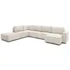 Image de Bobochic canapé d'angle fixe modulable xl nihad tissu velours côtelé avec pouf beige angle droit NIHAD