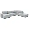 Image de Bobochic canapé d'angle fixe modulable xl nihad tissu velours côtelé avec pouf gris clair angle gauche NIHAD