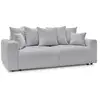 Image de Bobochic canapé droit convertible coffre envy tissu bouclette doux avec pouf rond gris clair ENVY