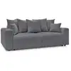 Image de Bobochic canapé droit convertible coffre envy tissu bouclette doux avec pouf rond gris foncé ENVY