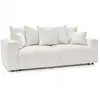 Image de Bobochic canapé droit convertible coffre envy tissu bouclette doux avec pouf rectangulaire blanc ENVY