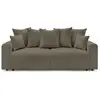 Image de Bobochic canapé droit convertible coffre envy tissu bouclette doux avec pouf rectangulaire marron ENVY