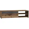 Image de PACO Meuble TV 1 tiroir 2 niches - Décor vieux bois et béton gris foncé - L 120 x P 421 x H 318 cm