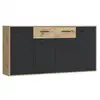 Image de Buffet pilvi - style contemporain - particules mélaminé - décor chene et noir - 4 portes + 2 tiroirs - l 162,3 x p 34,2 x h 8 NTU241M709