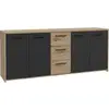 Image de Buffet Pilvi - Particules Mélaminé -décor Chene Artisan Et Noir- 4 Portes + 3 Tiroirs - L179,2 X P42 X H74,5