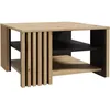Image de Table basse CARDIGAN - Décor chêne artisan et noir - L80 x P80 x H45 cm - Poignées en métal noir
