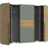 Image de Armoire - Décor Chene Et Vert Sauge - 2 Portes Battantes + 2 Portes Coulissantes - L270 X P61 X H210cm - Narago