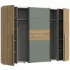 Image de Armoire - décor chene et vert sauge - 2 portes battantes + 2 portes coulissantes - l270 x
