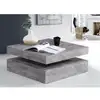 Image de Table Basse Carrée Pivotante - Panneau De Particules - Décor Béton Gris Clair - Classique - L 78 X P 78 X H 35,4 Cm -