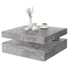 Image de Table basse carrée pivotante - panneau de particules - décor béton gris clair - classique - l 78 x p 78 x h 35,4 cm - coffee CFTT4181U39