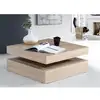 Image de Table Basse Plateau Rotatif - Carré Chêne - 78 X 78 X 36 Cm