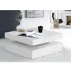 Image de Table Basse Plateau Rotatif - Carré Blanc Brillant - 78 X 78 X 36 Cm