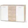 Image de Buffet Bas Pilvi - 2 Portes Et 4 Tiroirs - Blanc Et Chene Sonoma - L 122,6 X P 34,2 X H 81,1 Cm