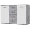 Image de Buffet bas pilvi 2 portes 4 tiroirs blanc brillant beton gris clair 122,6 cm NTU231-C251
