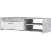 Image de Meuble Tv Pilvi - Blanc Et Béton Clair - Contemporain - L 120 X P 42,1 X H 31,8 Cm
