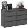 Image de Commode 6 Tiroirs - Style Contemporain - Gris - 100 x70x33,5 Cm - Chifonnier Loft