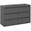 Image de Commode de salon meuble TV 100 cm 6 tiroirs gris mat