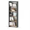 Image de Bibliothèque -étagère multifonction gris + chêne wotan 5 niveaux 60x30x189cm   pour livres, jouets et accessoires de bureau REGAL_5P_SZMWO