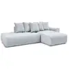 Image de Bobochic canapé d'angle fixe mont-blanc velours gris clair angle droit MONT-BLANC