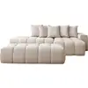Image de Bobochic canapé d'angle fixe mont-blanc tissu avec pouf beige angle droit MONT-BLANC